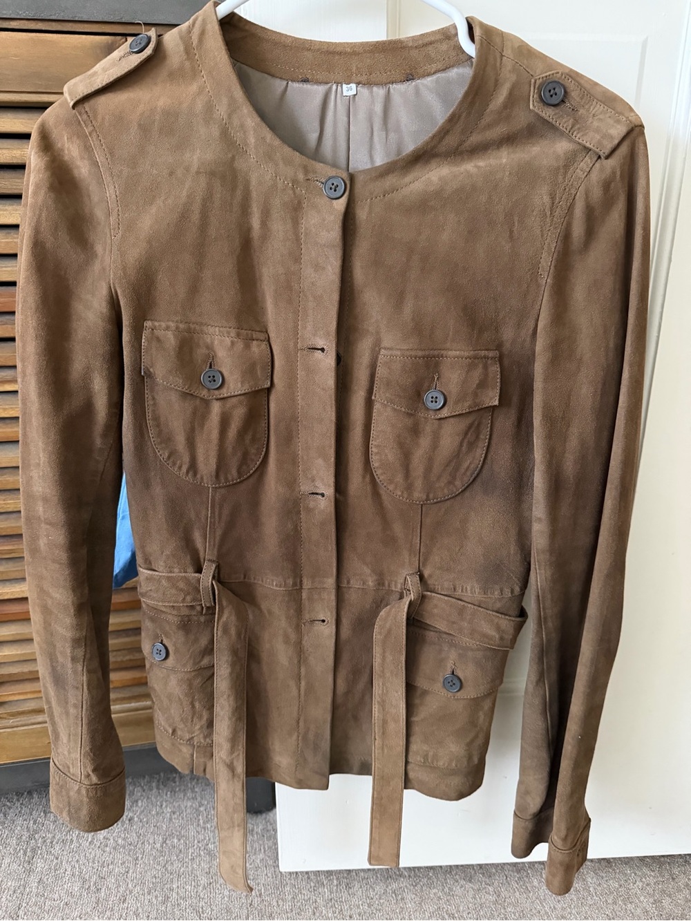 Gerard Darel Brown Suede Utility Jacket 36